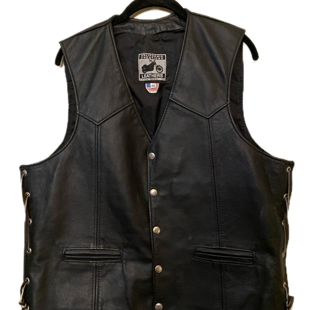 Black Leather Motorcycle Vest
